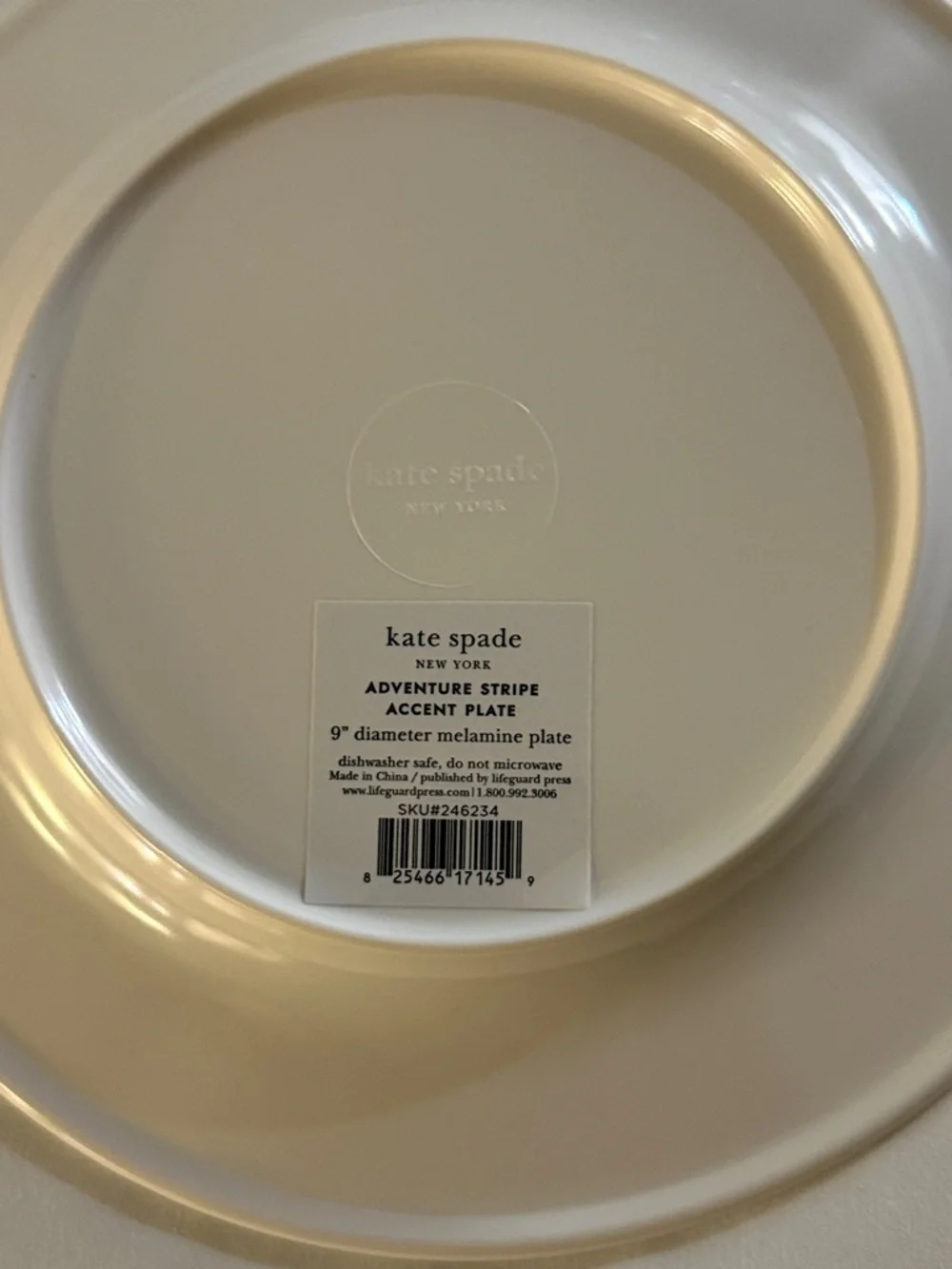 kate spade White Plates with Blue and Navy Concentric Stripes - Set of 2